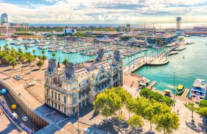 Port Vell District Barcelona Elevated view of the Port Vell district Barcelona
